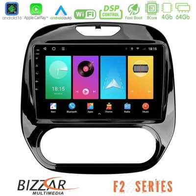 Bizzar F2 Series 8Core Android16 4+64GB  Renault Captur 2013-2019 (Manual AC) Navigation Multimedia Tablet 9