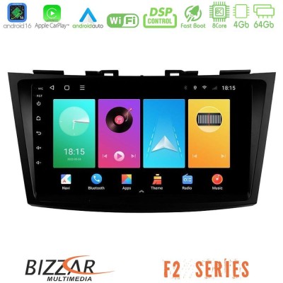 Bizzar F2 Series 8Core Android16 4+64GB  Suzuki Swift 2011-2016 Navigation Multimedia Tablet 9