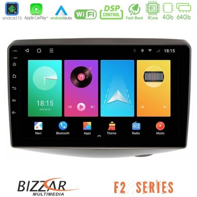 Bizzar F2 Series 8Core Android16 4+64GB  Toyota Yaris 1999 - 2006 Navigation Multimedia Tablet 9