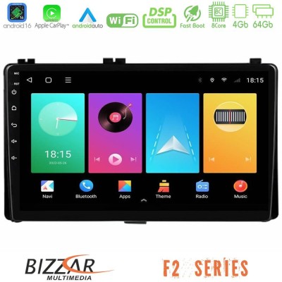 Bizzar F2 Series 8Core Android16 4+64GB  Toyota Corolla/Auris 2017-2019  Navigat-ion Multimedia Tablet 9