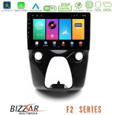 Bizzar F2 Series 8Core Android16 4+64GB  Toyota Aygo | Citroen C1 | Peugeot 108 Navigation Multimedia 10