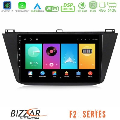 Bizzar F2 Series 8Core Android16 4+64GB  Vw Tiguan 2016-2022 Navigation Multimedia Tablet 10