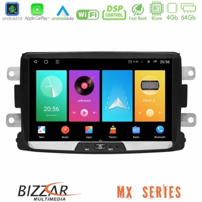 Bizzar MX Series Dacia/Renault 2012-> 8Core Android16 4+64GB Navigation Multimedia Tablet 7