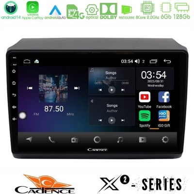 Cadence X2 Series 8Core Android14 6+128GB Fiat Ducato/Citroen Jumper/Peugeot Navigation Multimedia Tablet 9