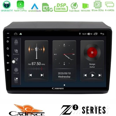 Cadence Z2 Series 8Core Android14 4+64GB Fiat Ducato/Citroen Jumper/Peugeot Navigation Multimedia Tablet 9
