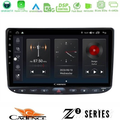 Cadence Z2 Series 8Core Android14 4+64GB Fiat Punto/ Evo Navigation Multimedia Tablet 9