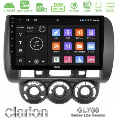 Clarion GL700 Lite Series 8Core Android ClarionOS 2+32GB Honda Jazz (Fit) 2002-2008 (RHD) Manual A/C Navigation Multimedia Tablet 9