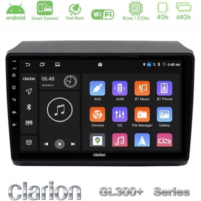 Clarion GL300+ Series 4Core Android ClarionOS 4+64GB Fiat Ducato/Citroen Jumper/Peugeot Navigation Multimedia Tablet 9