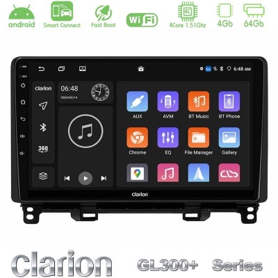 Clarion GL300+ Series 4Core Android ClarionOS 4+64GB  Honda Jazz 2021-2025 Navigation Multimedia Tablet 9