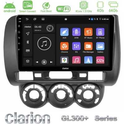 Clarion GL300+ Series 4Core Android ClarionOS 4+64GB  Honda Jazz 2002-2008 (Manual A/C) Navigation Multimedia Tablet 9