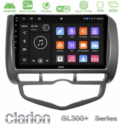 Clarion GL300+ Series 4Core Android ClarionOS 4+64GB  Honda Jazz 2002-2008 (Auto A/C) Navigation Multimedia Tablet 9