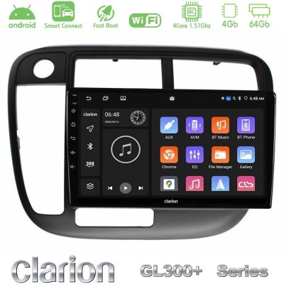 Clarion GL300+ Series 4Core Android ClarionOS 4+64GB Honda Civic 1995-2001 Navigation Multimedia Tablet 9