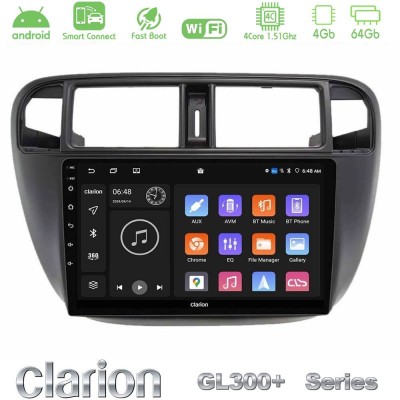 Clarion GL300+ Series 4Core Android ClarionOS 4+64GB Honda Civic 1995-2001 Navigation Multimedia Tablet 9