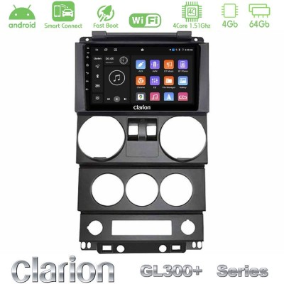 Clarion GL300+ Series 4Core Android ClarionOS 4+64GB  Jeep Wrangler 2Door 2008-2010 Navigation Multimedia Tablet 9
