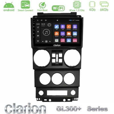 Clarion GL300+ Series 4Core Android ClarionOS 4+64GB  Jeep Wrangler 2008-2010 Navigation Multimedia Tablet 9