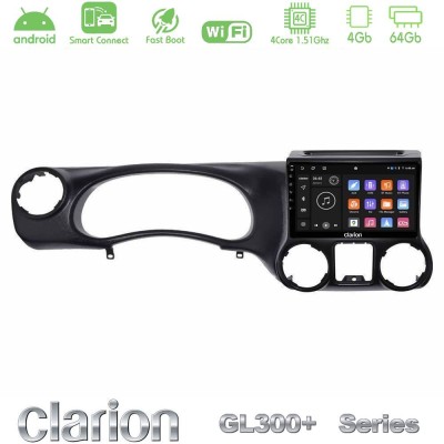 Clarion GL300+ Series 4Core Android ClarionOS 4+64GB  Jeep Wrangler 2011-2014 Navigation Multimedia Tablet 10