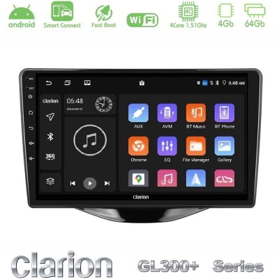 Clarion GL300+ Series 4Core Android ClarionOS 4+64GB Toyota Aygo | Citroen C1 | Peugeot 108 Navigation Multimedia Tablet 9