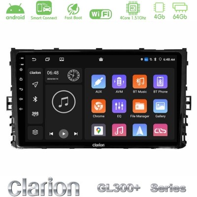 Clarion GL300+ Series 4Core Android ClarionOS 4+64GB  VW MQB 2017-> Navigation Multimedia Tablet 9