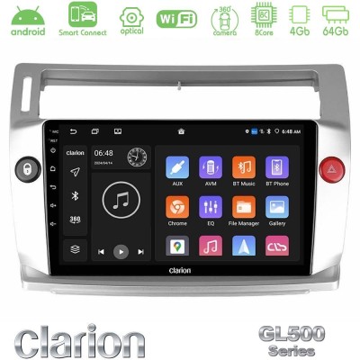 Clarion GL500 Series 8Core Android ClarionOS 4+64GB  Citroen C4 2004-2010 Navigation Multimedia Tablet 9