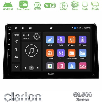Clarion GL500 Series 8Core Android ClarionOS 4+64GB  Peugeot Partner / Citroën Berlingo 2020-> Navigation Multimedia Tablet 10