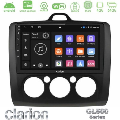 Clarion GL500 Series 8Core Android ClarionOS 4+64GB  Ford Focus Manual AC Navigation Multimedia Tablet 9