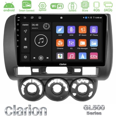 Clarion GL500 Series 8Core Android ClarionOS 4+64GB  Honda Jazz 2002-2008 (Manual A/C) Navigation Multimedia Tablet 9