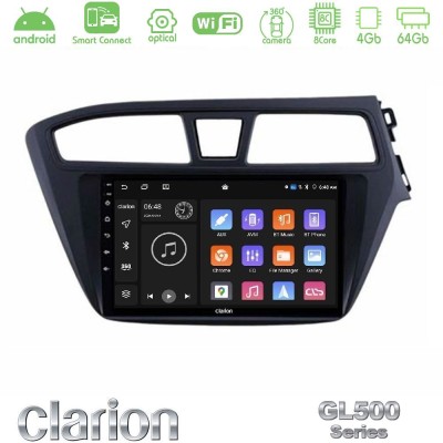 Clarion GL500 Series 8Core Android ClarionOS 4+64GB Hyundai i20 2014-2018 RHD Navigation Multimedia Tablet 9