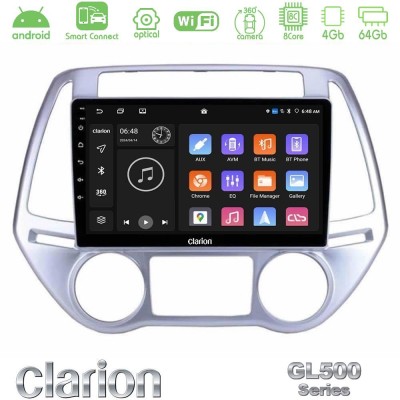 Clarion GL500 Series 8Core Android ClarionOS 4+64GB  Hyundai i20 2012-2014 Navigation Multimedia Tablet 9