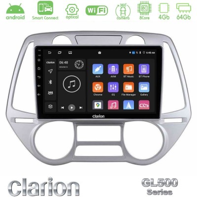 Clarion GL500 Series 8Core Android ClarionOS 4+64GB  Hyundai i20 2009-2012 Auto A/C Navigation Multimedia Tablet 9