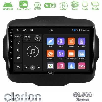 Clarion GL500 Series 8Core Android ClarionOS 4+64GB  Jeep Renegade 2015-2019 Navigation Multimedia Tablet 9