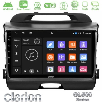 Clarion GL500 Series 8Core Android ClarionOS 4+64GB  Kia Sportage Navigation Multimedia Tablet 9