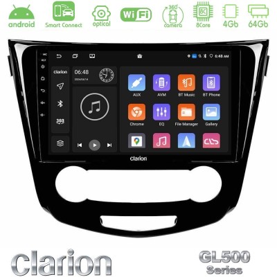 Clarion GL500 Series 8Core Android ClarionOS 4+64GB  Nissan Qashqai J11 (Manual A/C) Navigation Multimedia Tablet 10