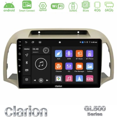 Clarion GL500 Series 8Core Android ClarionOS 4+64GB  Nissan Micra K12 2002-2010 Navigation Multimedia Tablet 9