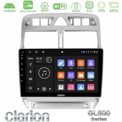 Clarion GL500 Series 8Core Android ClarionOS 4+64GB  Peugeot 307 2002-2008 Navigation Multimedia Tablet 9