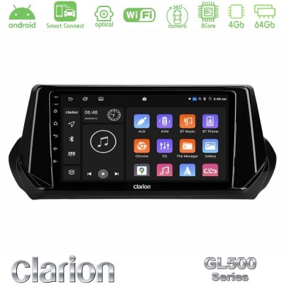 Clarion GL500 Series 8Core Android ClarionOS 4+64GB  Peugeot 208 2019-2023 Navigation Multimedia Tablet 9