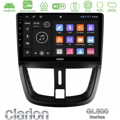 Clarion GL500 Series 8Core Android ClarionOS 4+64GB  Peugeot 207 Navigation Multimedia Tablet 9