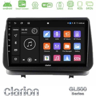 Clarion GL500 Series 8Core Android ClarionOS 4+64GB Renault Clio 2005-2012 Navigation Multimedia Tablet 9