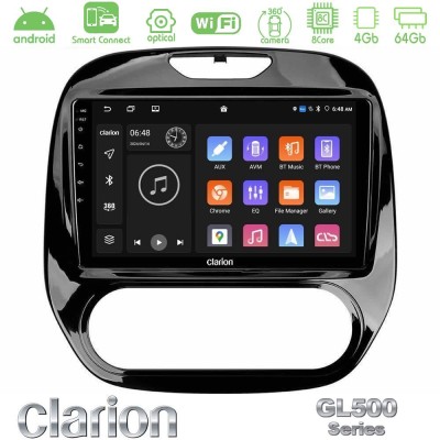 Clarion GL500 Series 8Core Android ClarionOS 4+64GB  Renault Captur 2013-2019 (Manual AC) Navigation Multimedia Tablet 9