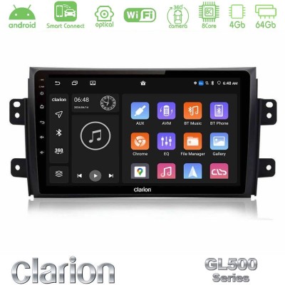 Clarion GL500 Series 8Core Android ClarionOS 4+64GB  Suzuki SX4 2006-2014 Fiat Sedici 2006-2014 Navigation Multimedia Tablet 9