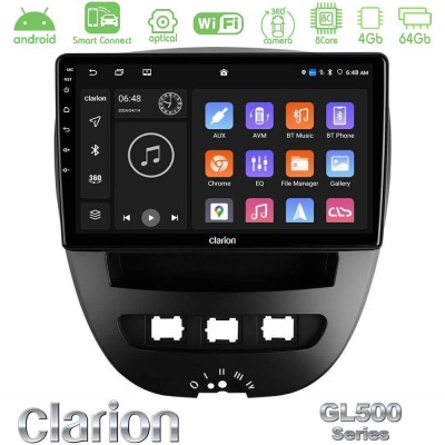 Clarion GL500 Series 8Core Android ClarionOS 4+64GB  Toyota Aygo/Citroen C1/Peugeot 107 Navigation Multimedia Tablet 10