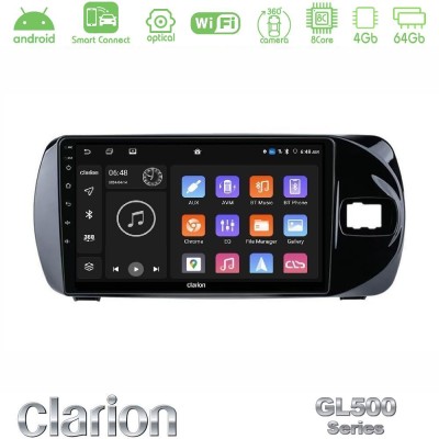 Clarion GL500 Series 8Core Android ClarionOS 4+64GB Toyota Yaris (Vitz) 2015-2020 RHD Navigation Multimedia Tablet 9