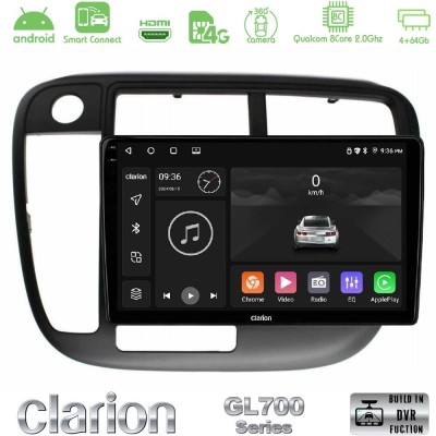 Clarion GL700 QUALCOMM Series 8Core Android ClarionOS 4+64GB Honda Civic 1995-2001 Navigation Multimedia Tablet 9