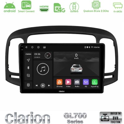 Clarion GL700 QUALCOMM Series 8Core Android ClarionOS 4+64GB Hyundai Accent 2006-2011 Navigation Multimedia Tablet 9