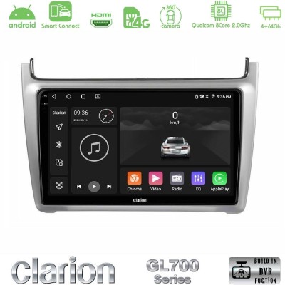 Clarion GL700 QUALCOMM Series 8Core Android ClarionOS 4+64GB Vw Polo 2014-2017 Navigation Multimedia Tablet 9