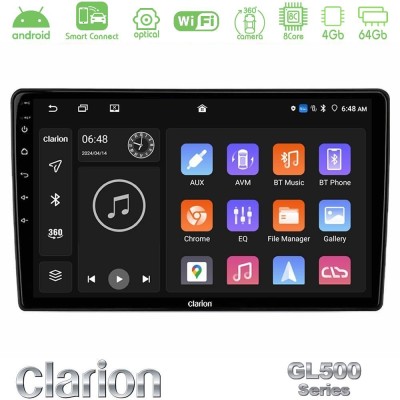 Clarion GL500 Series 8Core Android ClarionOS 4+64GB Fiat Panda 2003-2012 Navigation Multimedia Tablet 9