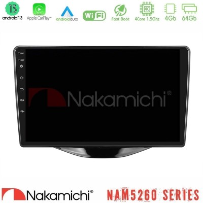 Nakamichi NAM5260 Series 4Core Android13 4+64GB Toyota Aygo | Citroen C1 | Peugeot 108 Navigation Multimedia Tablet 9