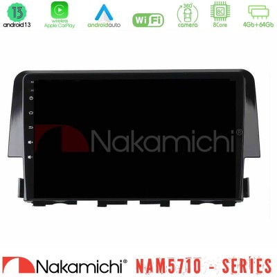 Nakamichi NAM5710 Series 8Core Android13 4+64GB  Honda Civic 2016-2020 Navigation Multimedia Tablet 9