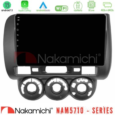 Nakamichi NAM5710 Series 8Core Android13 4+64GB  Honda Jazz 2002-2008 (Manual A/C) Navigation Multimedia Tablet 9