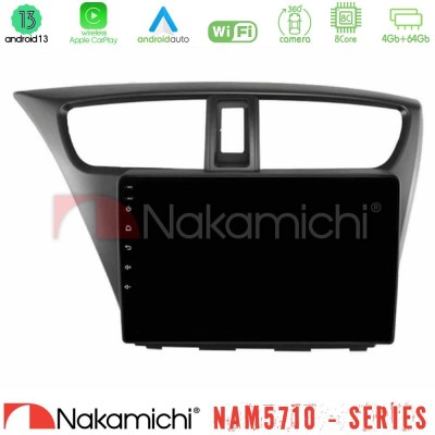 Nakamichi NAM5710 Series 8Core Android13 4+64GB  Honda Civic Hatchback 2012-2015 Navigation Multimedia Tablet 9