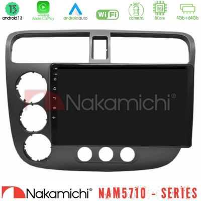 Nakamichi NAM5710 Series 8Core Android13 4+64GB  Honda Civic 2001-2005 Navigation Multimedia Tablet 9